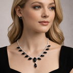 Premium Black Stone Necklace Set