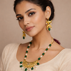 Royal Green Pearl Temple Necklace Set