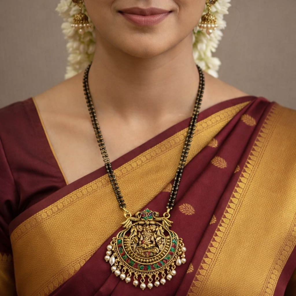 Traditional Temple Mangalsutra with Earrings
