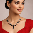 Premium Black Stone Necklace Set