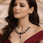 Premium Black Stone Necklace Set