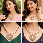 Traditional Gold Pearl Necklace