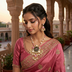 Pink Kundan Pearl Statement Necklace Set